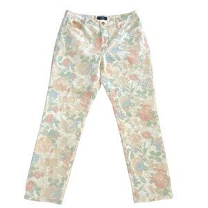 FDJ Stretchy Floral Print Denim Straight Leg Jeans Size 12